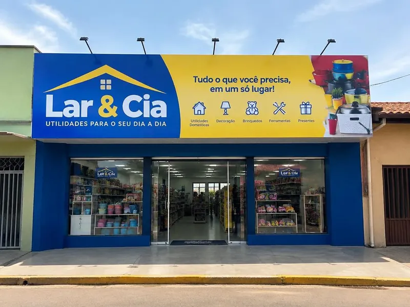 Fachada em lona impressa colorida instalada sobre loja comercial pela Focus em Valente-BA